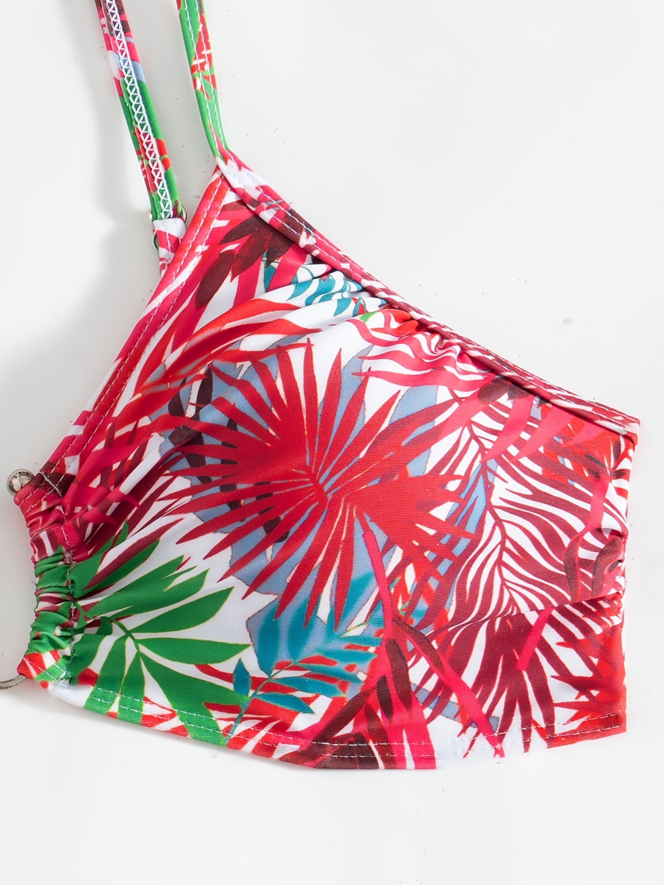 Ensemble Bikini 3 Pieces Femme - Motif Tropical, Col en V, Manches Longues