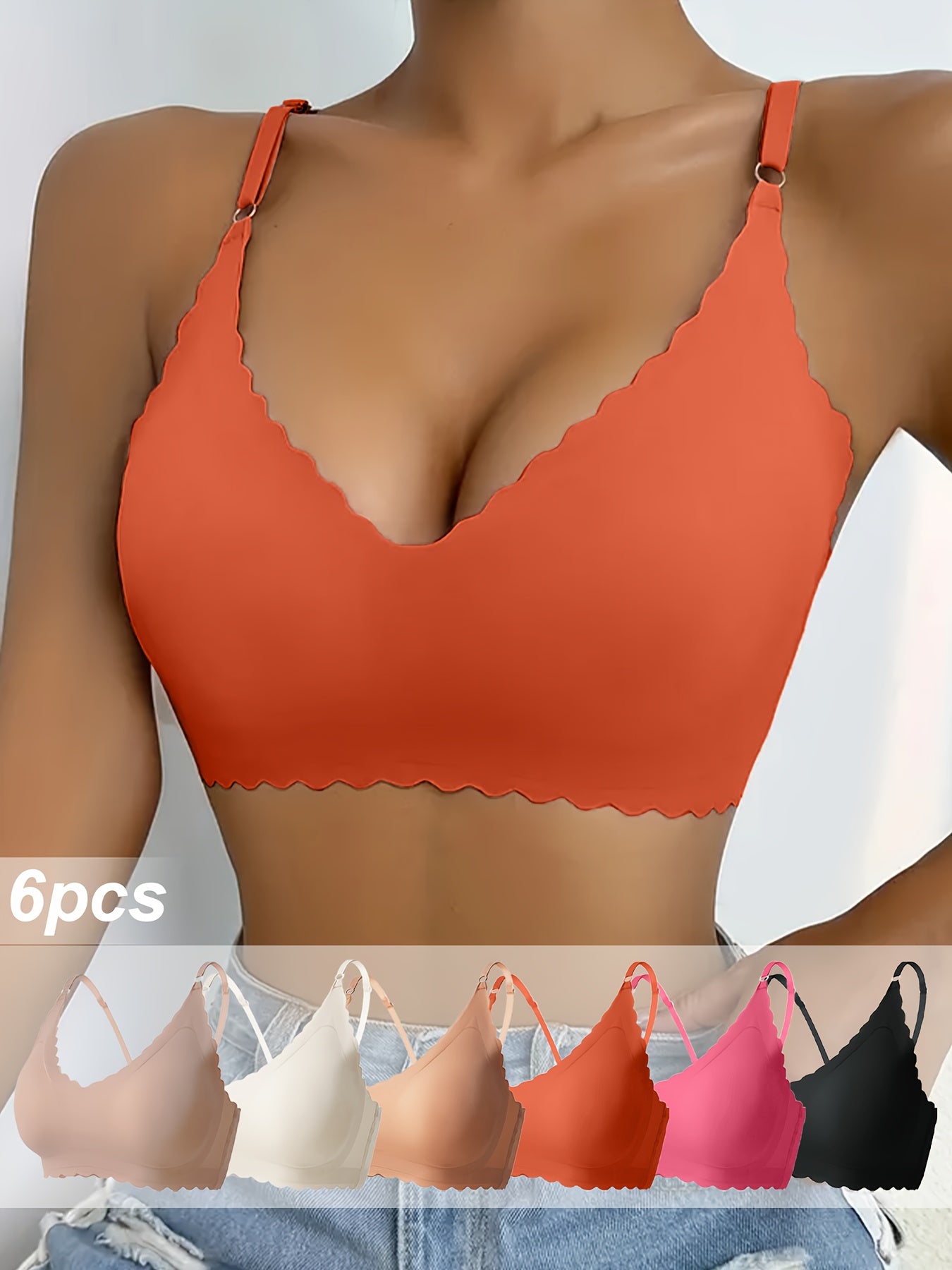 Lot de 6 Soutiens-Gorge Push-Up Sans Coutures Femme - Confort & Maintien