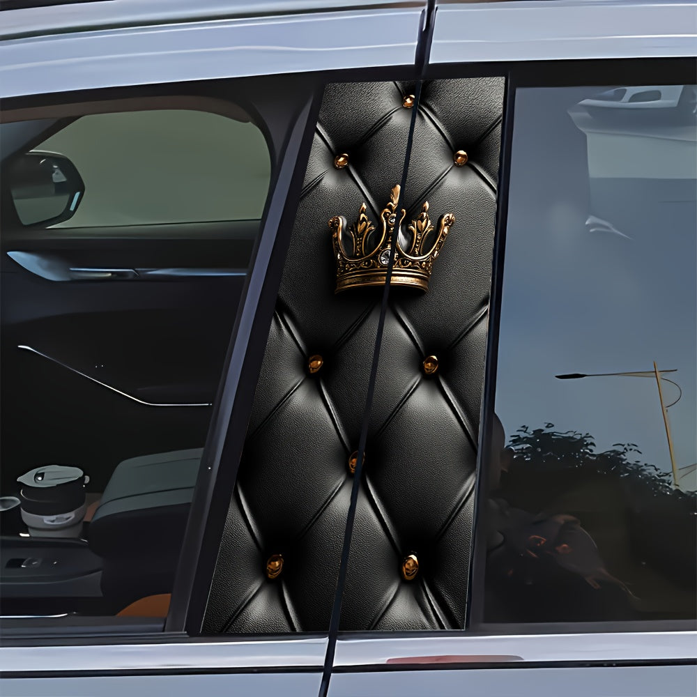 Lot de 2 Autocollants Voiture Couronne & Cœur – Vinyle Brillant Paillettes Imperméable