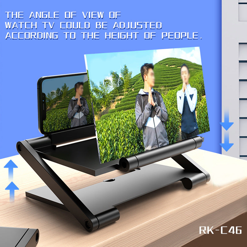 Amplificateur Ecran Smartphone 10 Pouces Loupe HD Mecanisme Coulissant Support Stable - Films Streaming Appels Video Noir
