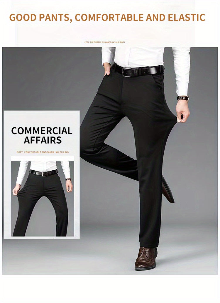 Pantalon Habillé Homme Classique – 93,5% Polyester 6,5% Élasthanne, Coupe Régulière, 6 Coloris XS-XXL