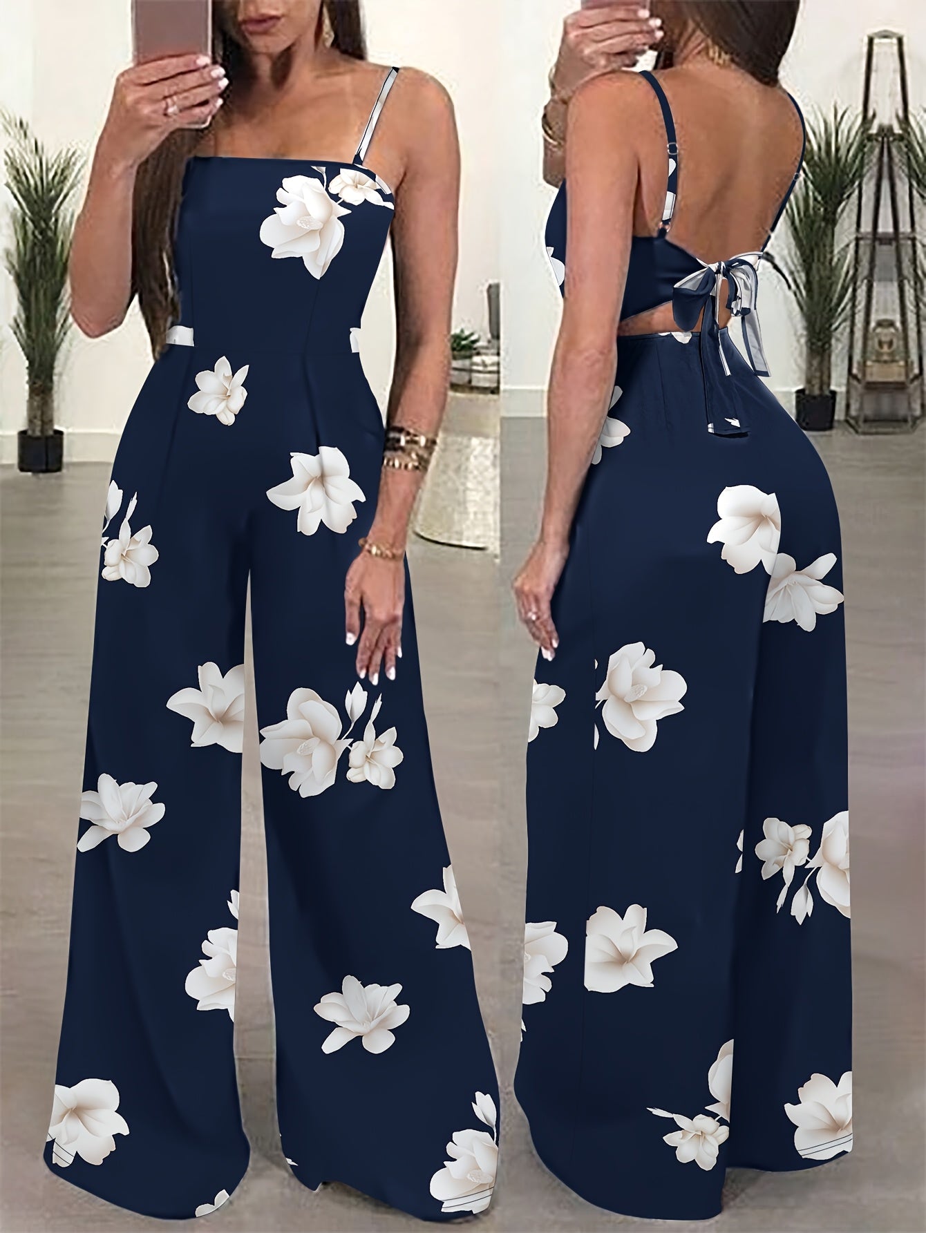 Combinaison Femme Elegante Imprime Floral Bretelles Spaghetti – Style Ete Chic | 3 Coloris, S au XXL