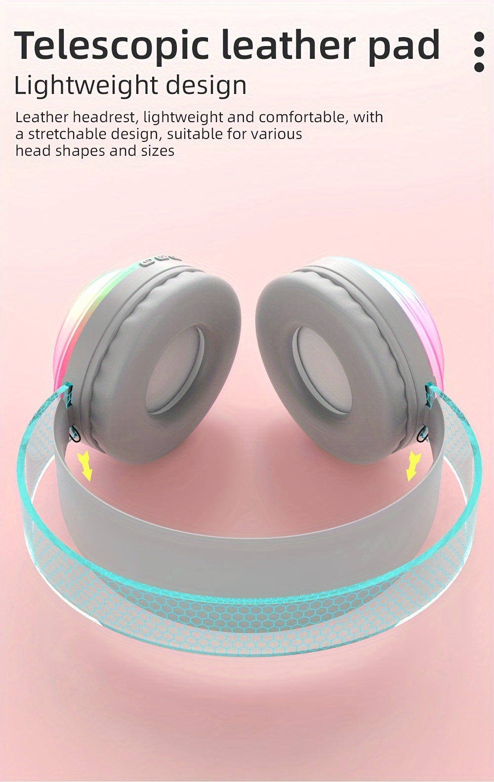 Casque Sans Fil Bluetooth 5.3 – Léger, Micro Intégré, Lumières LED & Batterie 360mAh | 5 Coloris