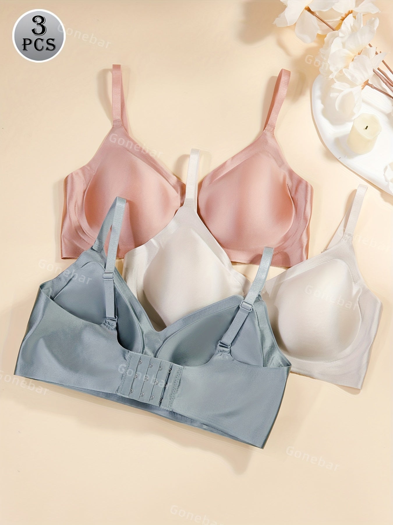 Lot de 3 Soutiens-Gorge Sans Coutures Femme - Brassiere Confort Invisible