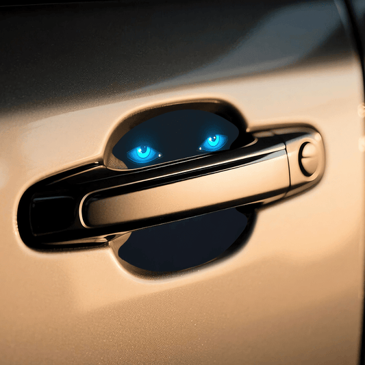 Lot de 4 Autocollants Voiture Anti-Rayures Motif Oeil Bleu Lumineux - PVC, Universel, Placement Avant