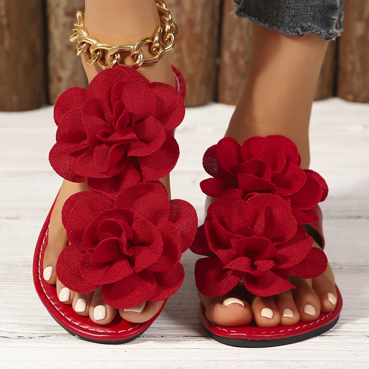 Sandales Plates Femme Elegantes a Fleurs - Style Tongs Confortables