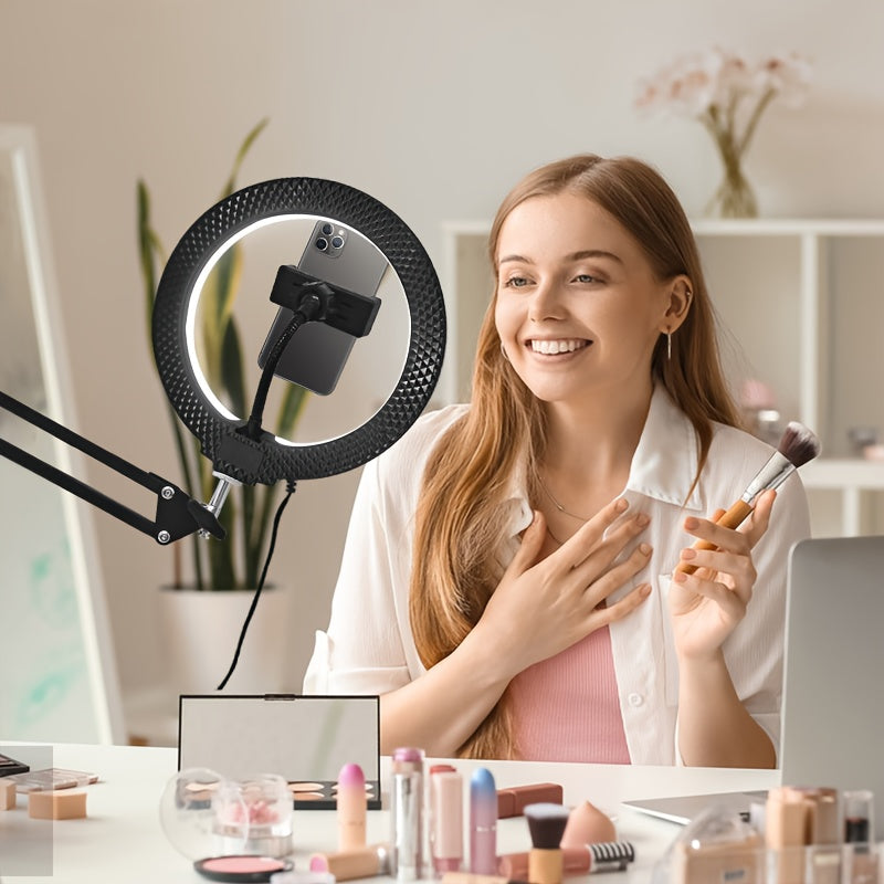 Anneau Lumineux LED AMILL – Support Smartphone, Contrôle Bouton, Alimentation USB, Étalonnage Couleurs