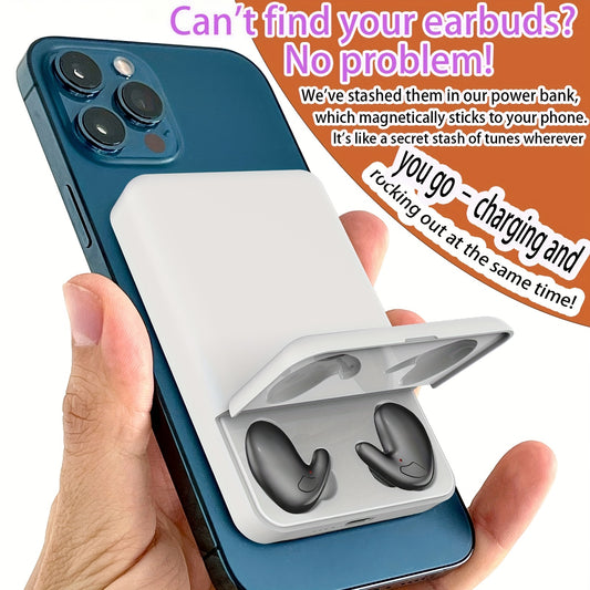 Batterie Externe 5000mAh + Ecouteurs Sans Fil 2-en-1 - MagSafe Compatible iPhone