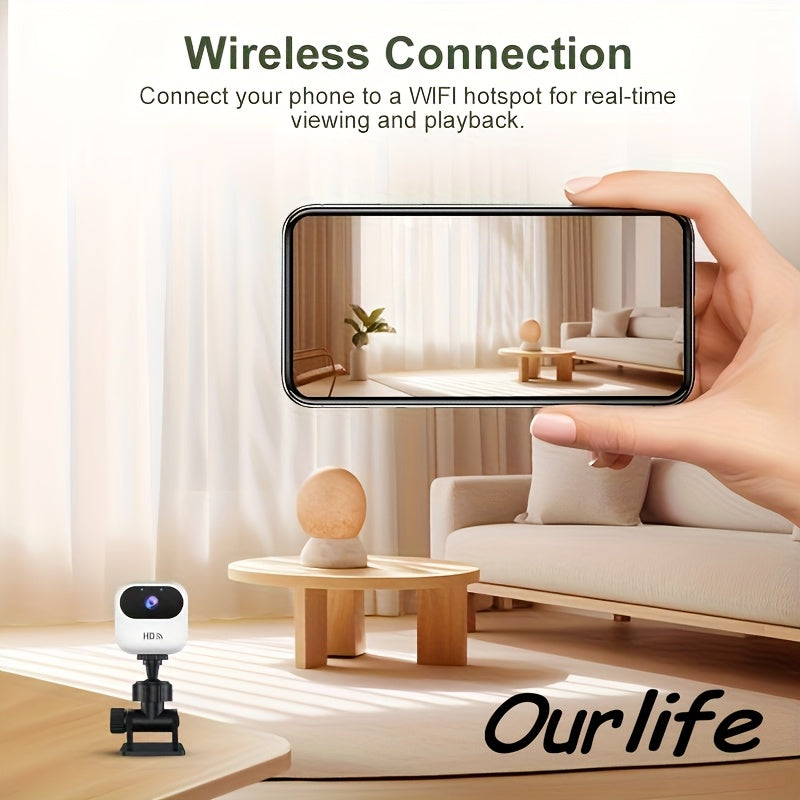 Camera de Securite WiFi 1080p Sans Fil - Detection Mouvement, Vision Nocturne, Fixation Magnetique, Surveillance Mobile