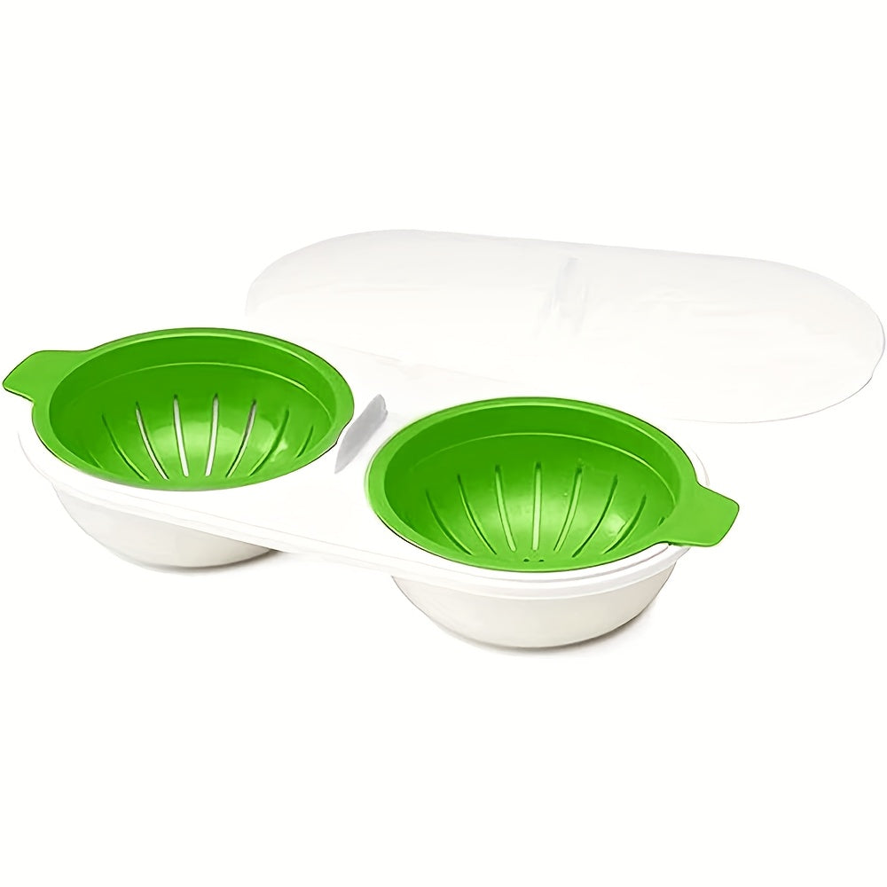 Cuiseur Oeufs Micro-Ondes 2 Tasses - Panier Egouttoir, Resistant Chaleur, Compatible Lave-Vaisselle, 3 Coloris