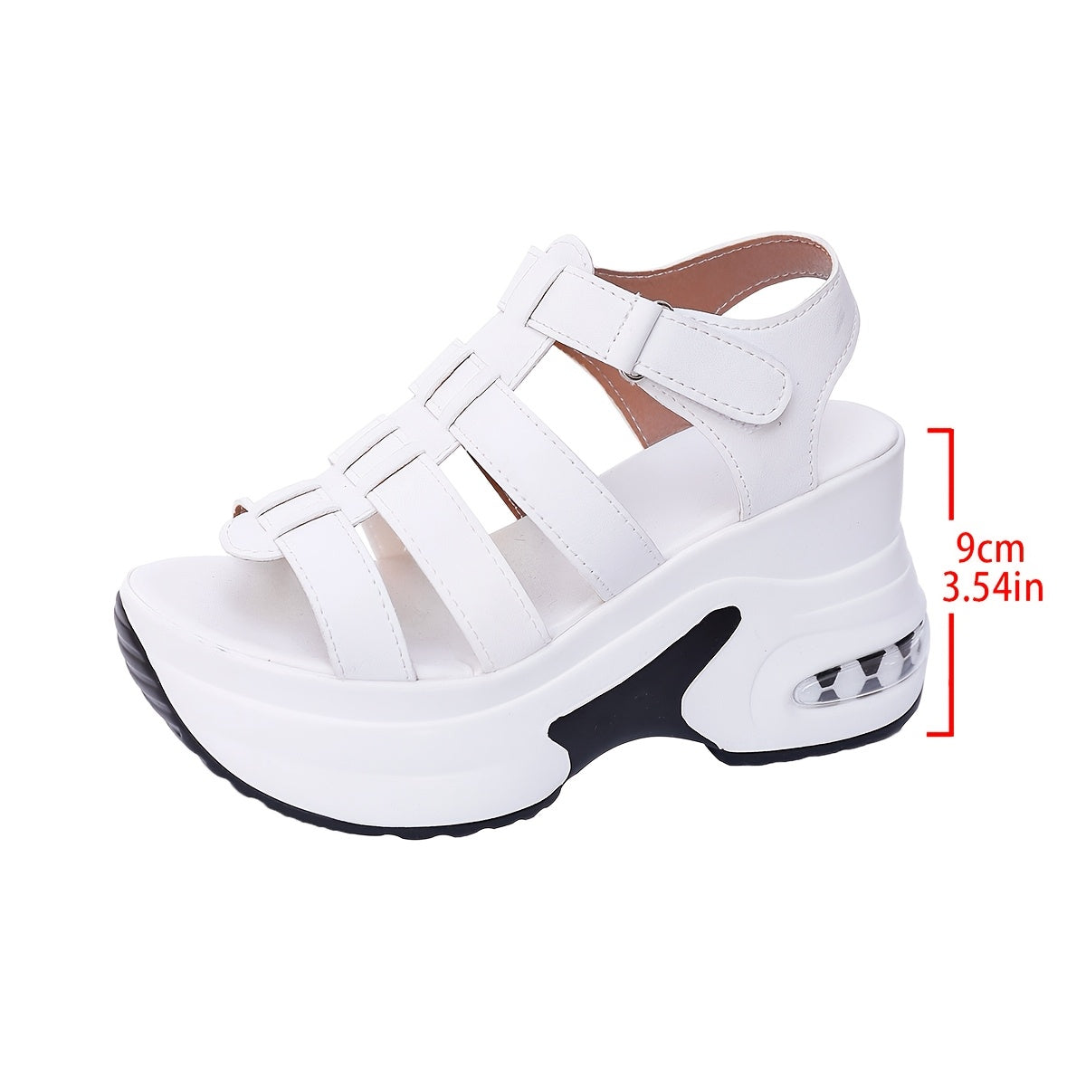 Sandales Compensées Femme - Talon Epais, Bout Ouvert, Boucle