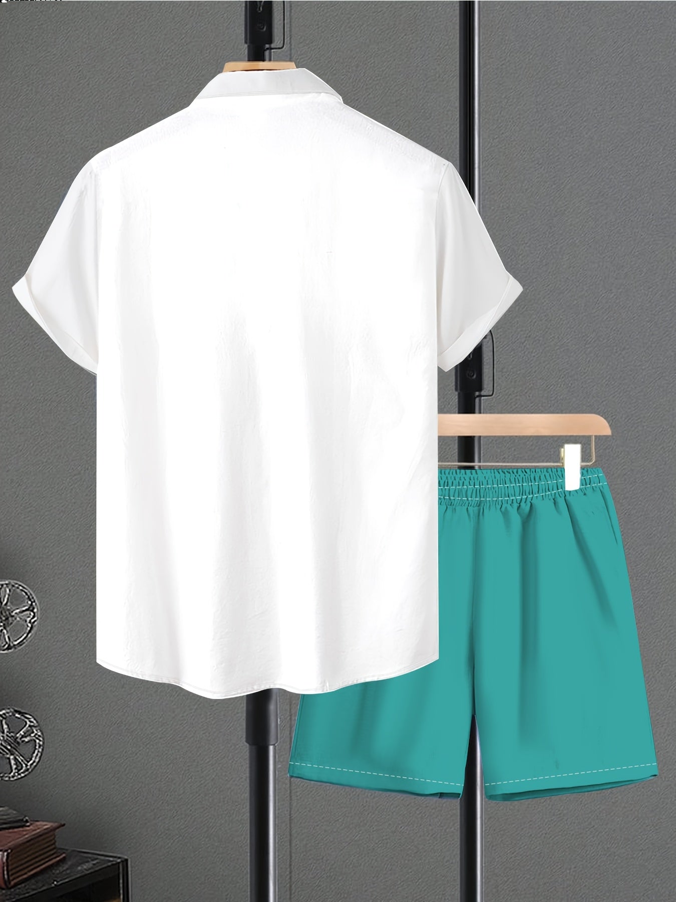 Ensemble Chemise Manches Courtes et Short Imprime Homme - Tenue Ete Decontractee