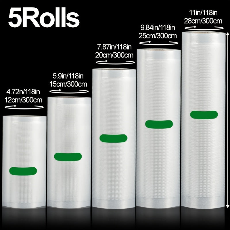 Lot 5 Rouleaux Sacs Sous Vide Sans BPA – 5 Largeurs × 300 cm