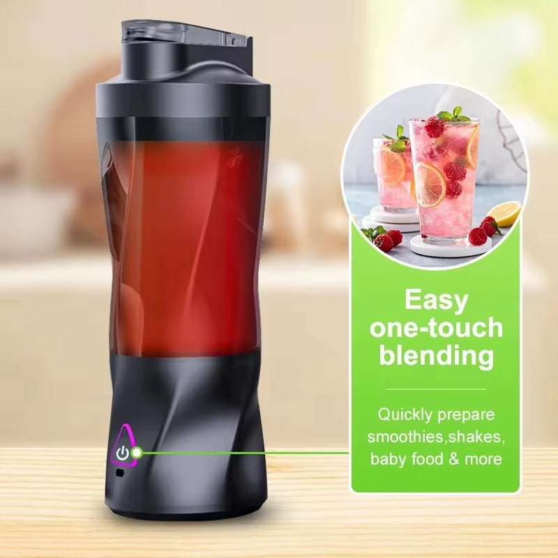 Mixeur extracteur de jus portable rechargeable USB 700 ml - Lames inox, 22000 tr/min, smoothies milkshakes, noir