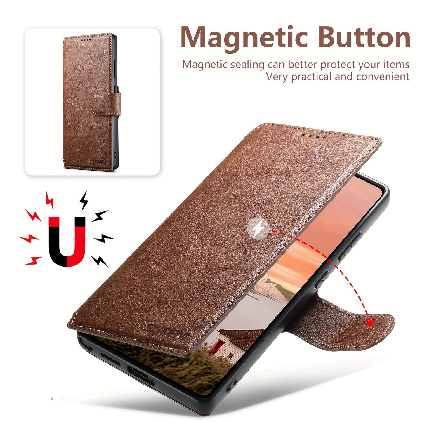 Étui Samsung Galaxy Ultra SUTENI – Similicuir, Recharge Sans Fil, Boucle Magnétique, 3 Coloris