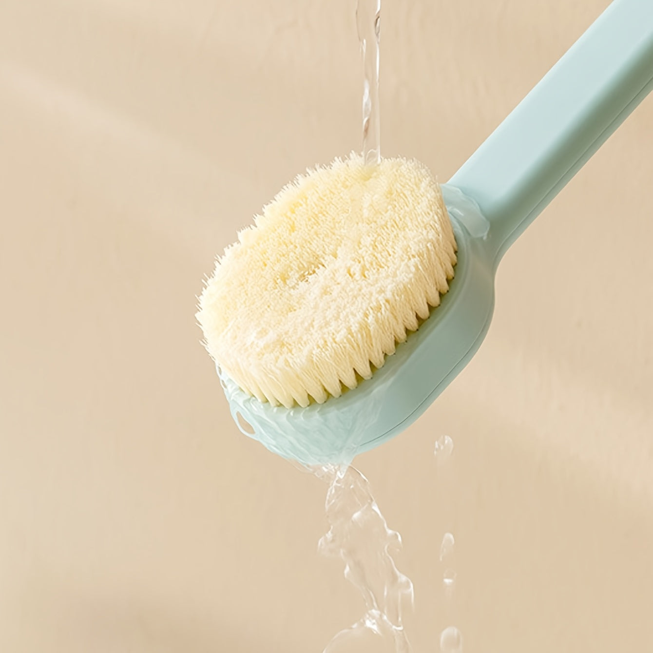 Brosse de bain long manche nylon - Frotter le dos + boule exfoliante incluse, 3 coloris