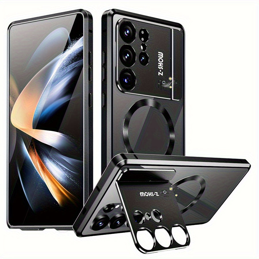 Coque Samsung Galaxy S25 Ultra Magnetique Double Face Verre HD - Protection Lentilles, Support Integre, Systeme Verrouillage, 3 Coloris