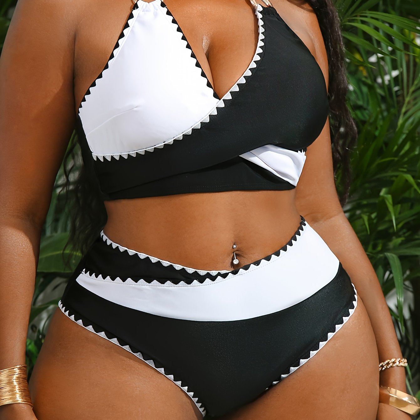 Bikini Deux Pieces Grande Taille Femme - Rembourrage Amovible, Tissu Stretch