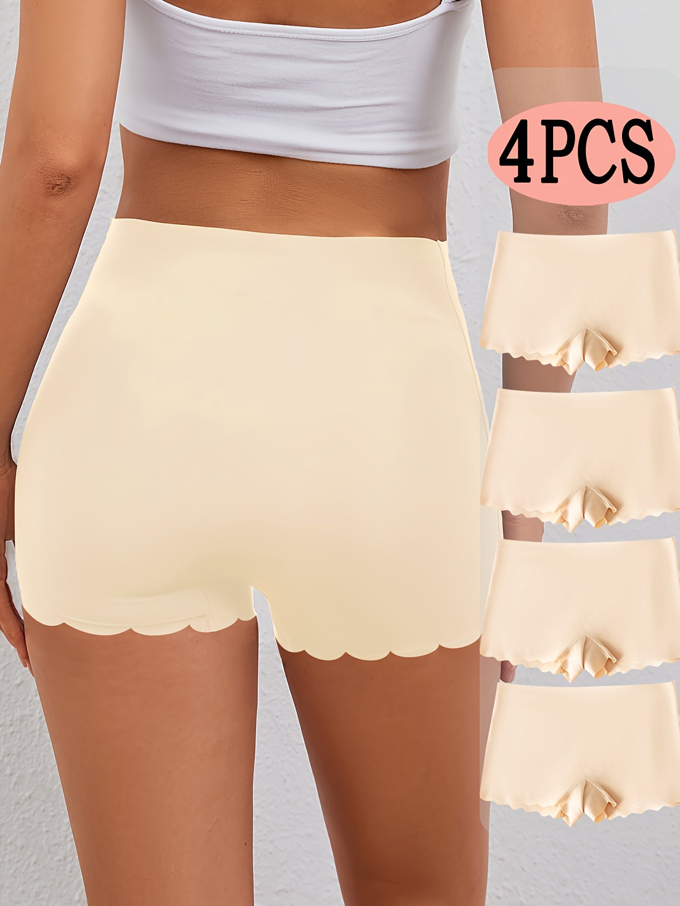 Lot de 4 Culottes Shorty Femme Mi-Haute - Doux, Extensible & Elegant