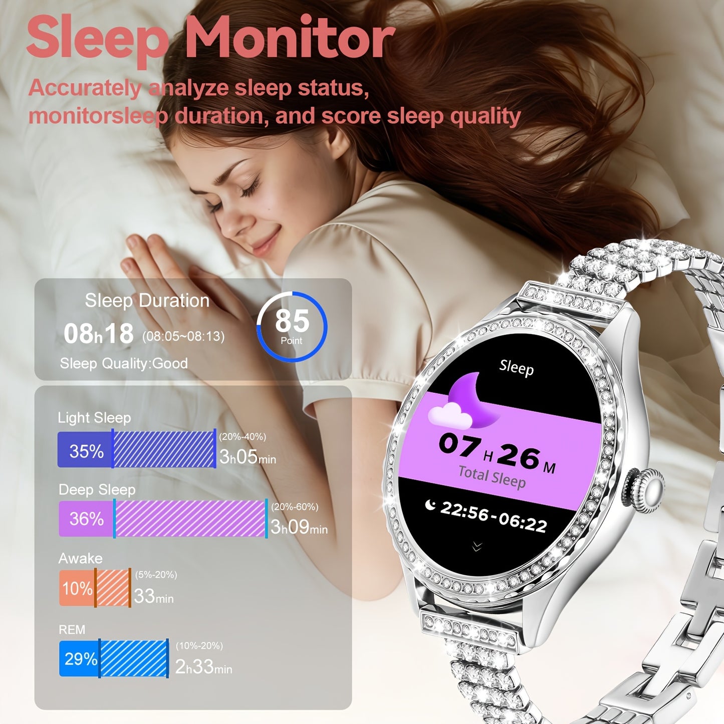 Montre Connectée Élégante Femme 2026 – Appels, Sport & Suivi Santé