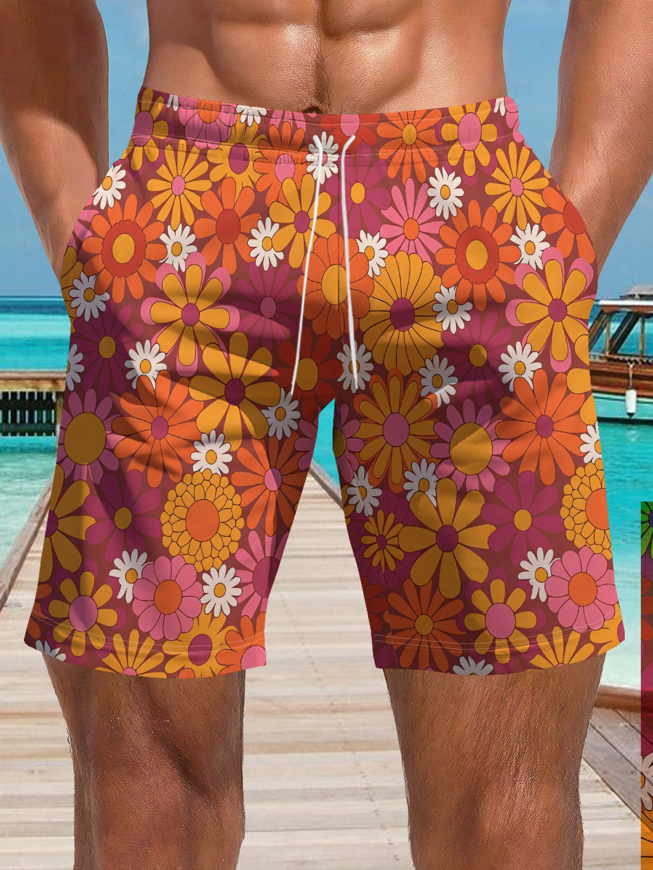 Pantalon de plage homme motif géométrique - Léger, décontracté, été
