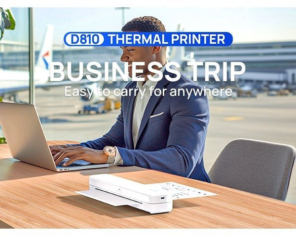 Imprimante Thermique Portable D810 – Sans Fil, USB, Autocollants & Papier Thermique