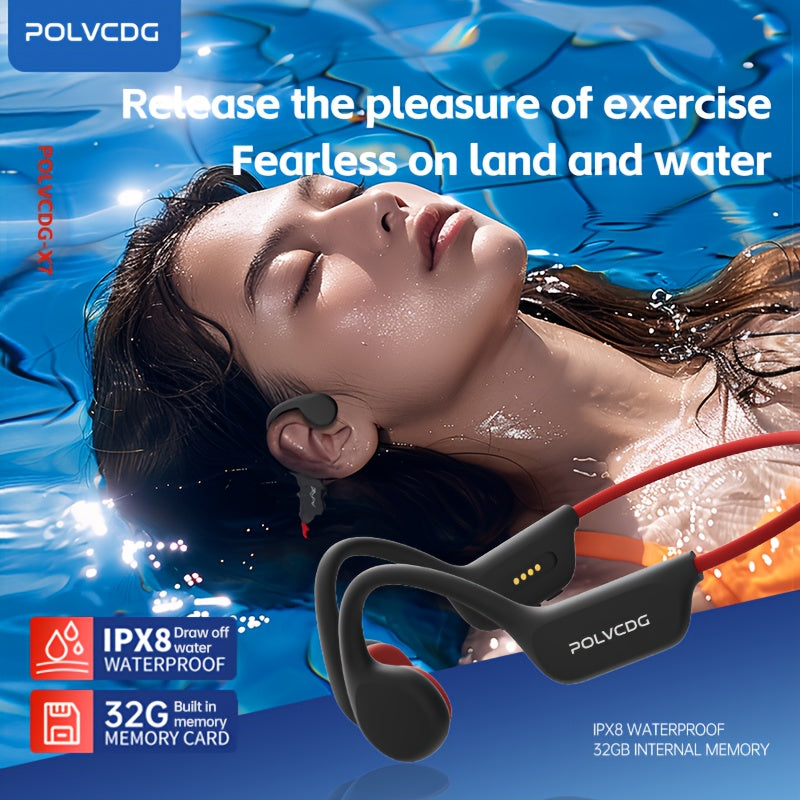 Ecouteurs Conduction Osseuse POLVCDG X7 Sport IPX8 32Go - 10h Natation Course Cyclisme
