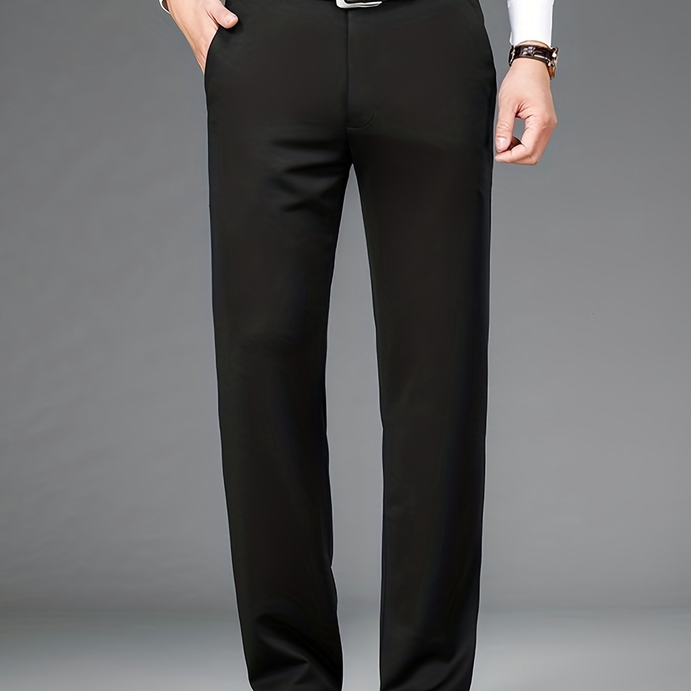 Pantalon Habillé Homme Classique – 93,5% Polyester 6,5% Élasthanne, Coupe Régulière, 6 Coloris XS-XXL