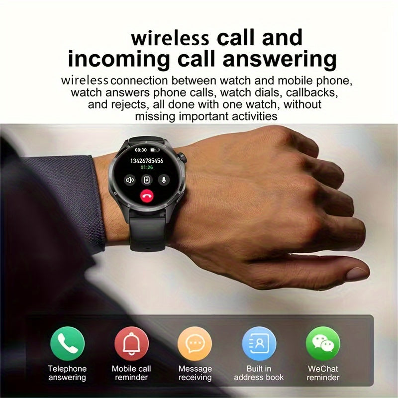 Montre connectee ERUN ecran TFT 1.5 pouce - Bluetooth 5.0, batterie 250mAh, bracelet silicone, noir ou argente