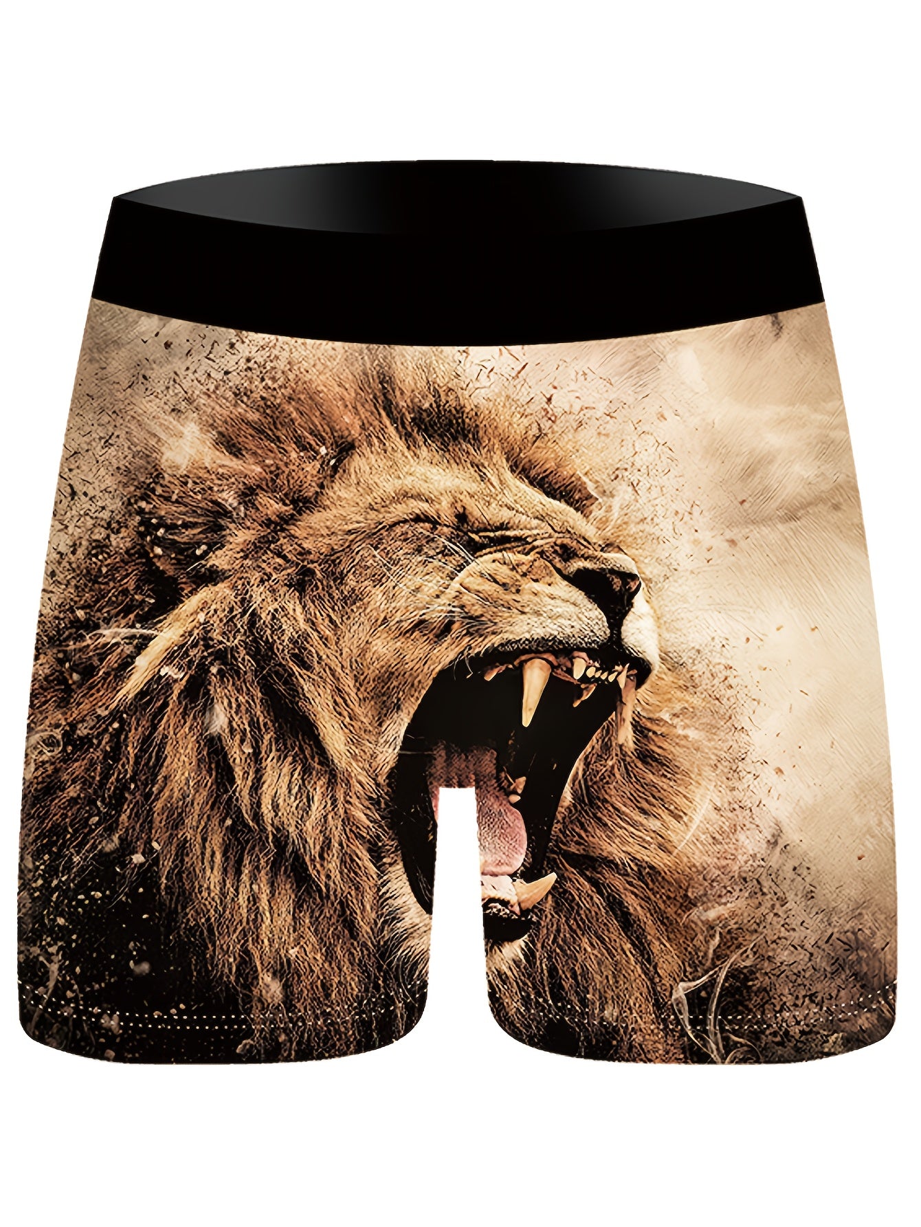 Lot de 3 Boxers Shorty Homme — Fibre Ice Sliky, 95% Polyester, Imprimé Lion, S-XXXL