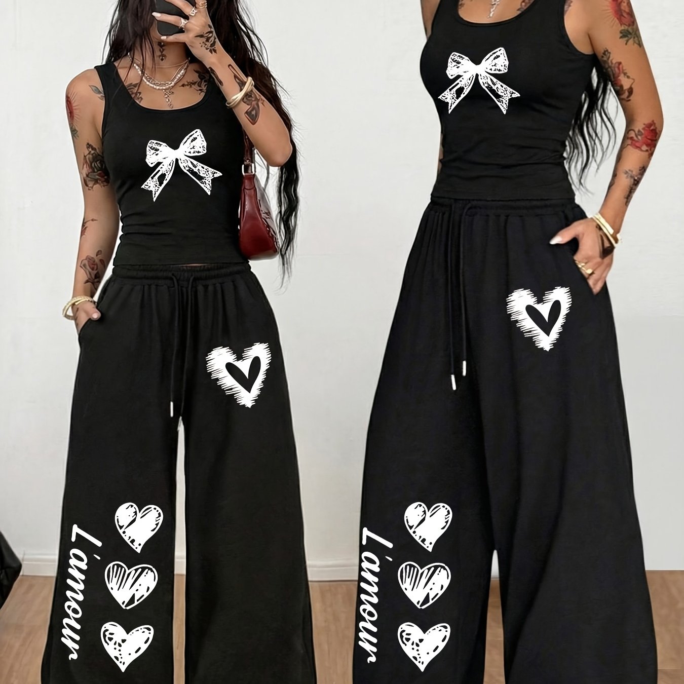 Ensemble 2 Pièces Style Y2K Femme – Débardeur Ajusté & Pantalon Large Élégant | Toutes Saisons | XS au XL