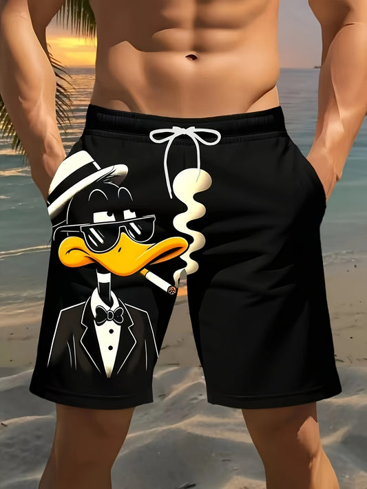 Short de Plage Homme Imprime Canard 3D - Cordon de Serrage Ajustable