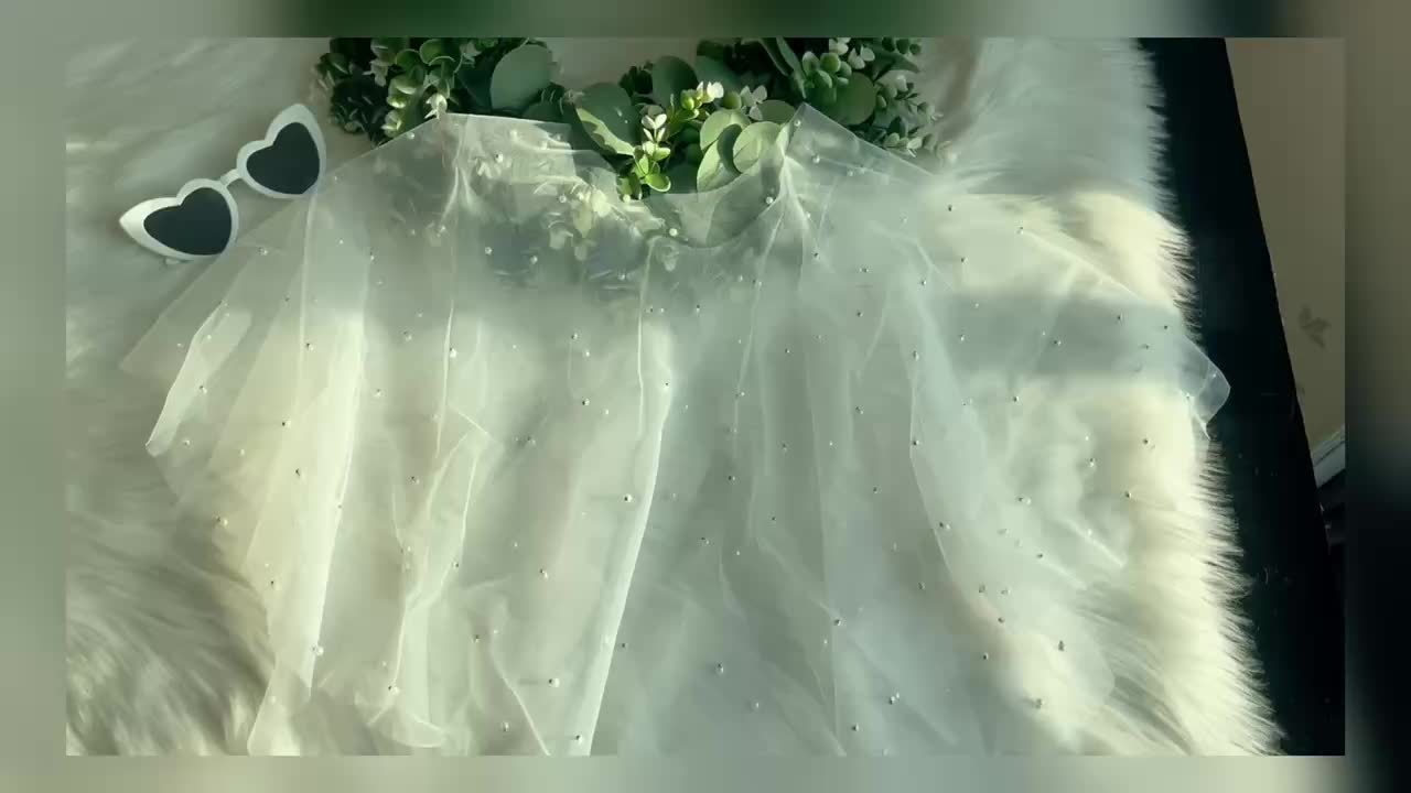 Cape Elegante en Tulle Brode Femme - Blanc, Legere et Fluide, Soiree, Mariage, Occasions Festives