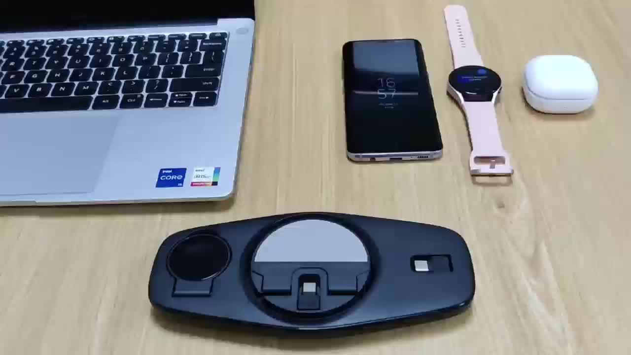 Station de Charge Pliable Portable USB-C - Compatible Samsung Galaxy S25 S24 Ultra Watch 6 5 Pro Noir