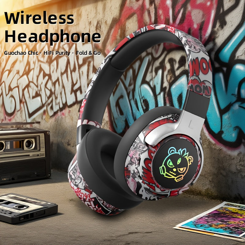 Casque Audio Circum-Aural Style Graffiti – Micro Intégré, Batterie 350mAh & USB-C | 3 Coloris | YUE CUI