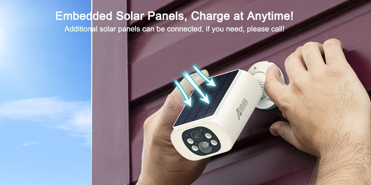 Caméra solaire ANRAN 3MP sans fil - Vision nocturne couleur & Alexa