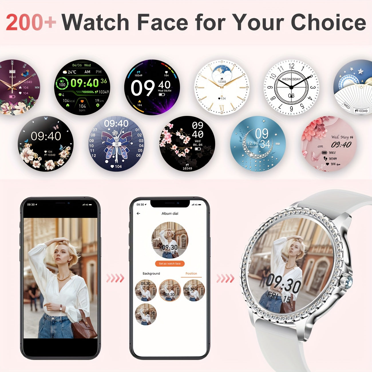 Montre Connectée LIGE Femme – Écran 1,32”, Appels Sans Fil & Étanche IP67