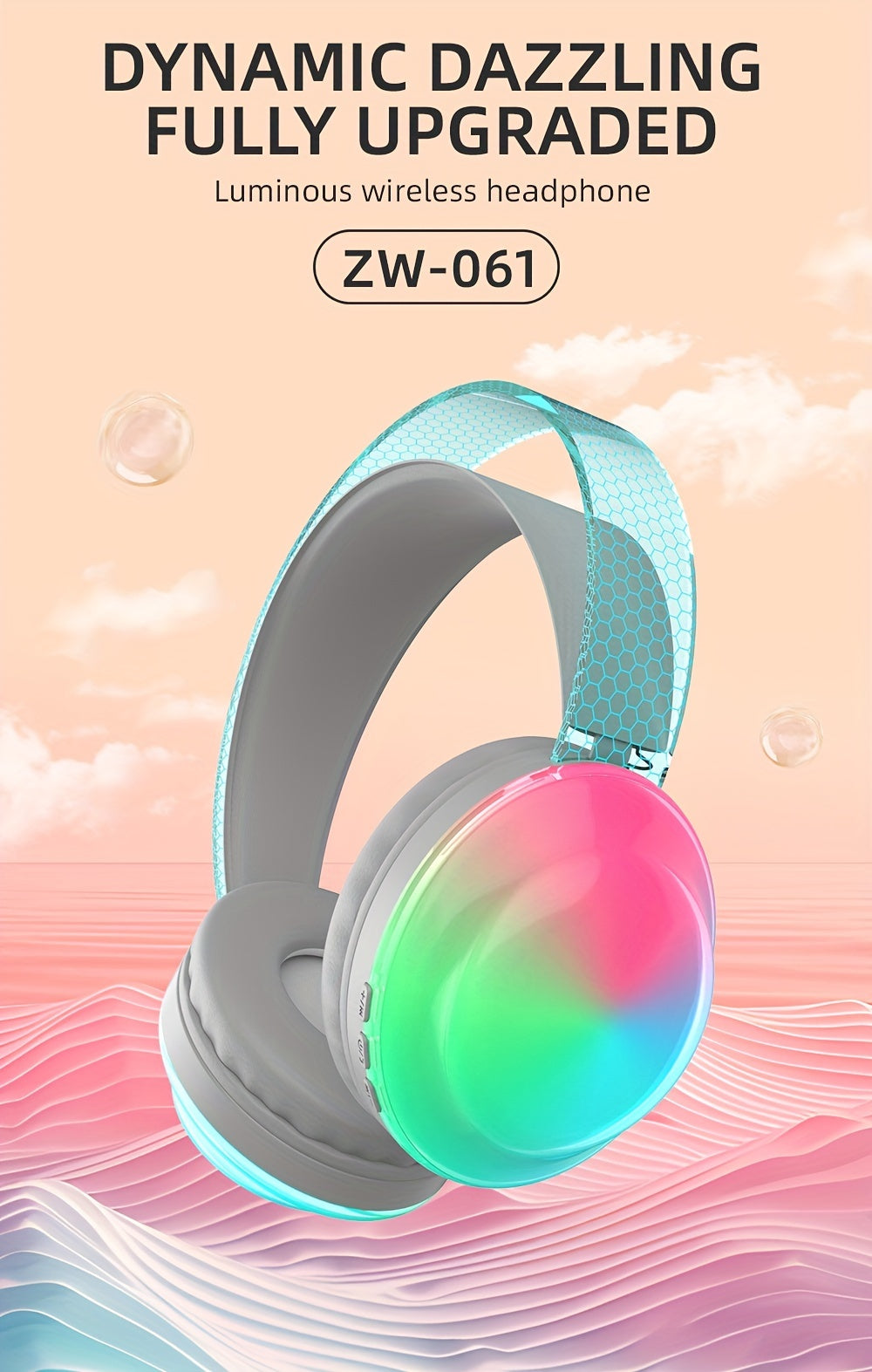 Casque Sans Fil Bluetooth 5.3 – Léger, Micro Intégré, Lumières LED & Batterie 360mAh | 5 Coloris