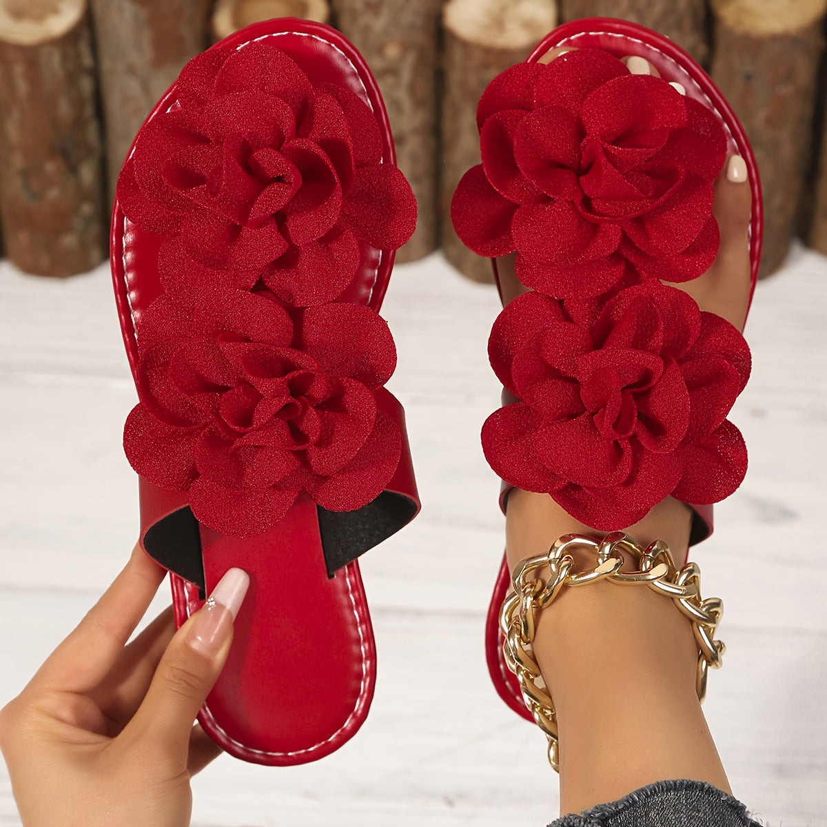 Sandales Plates Femme Elegantes a Fleurs - Style Tongs Confortables