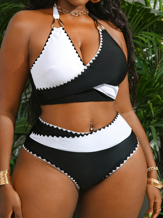 Bikini Deux Pieces Grande Taille Femme - Rembourrage Amovible, Tissu Stretch