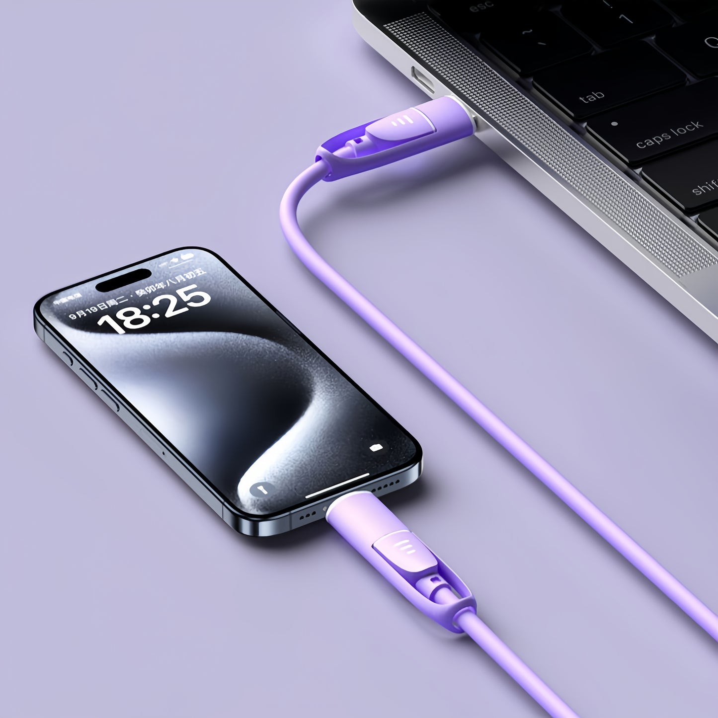 Câble de Charge Ultra-Rapide 4 en 1 – 66W, Type-C vers Lightning, Silicone | ZQJIL