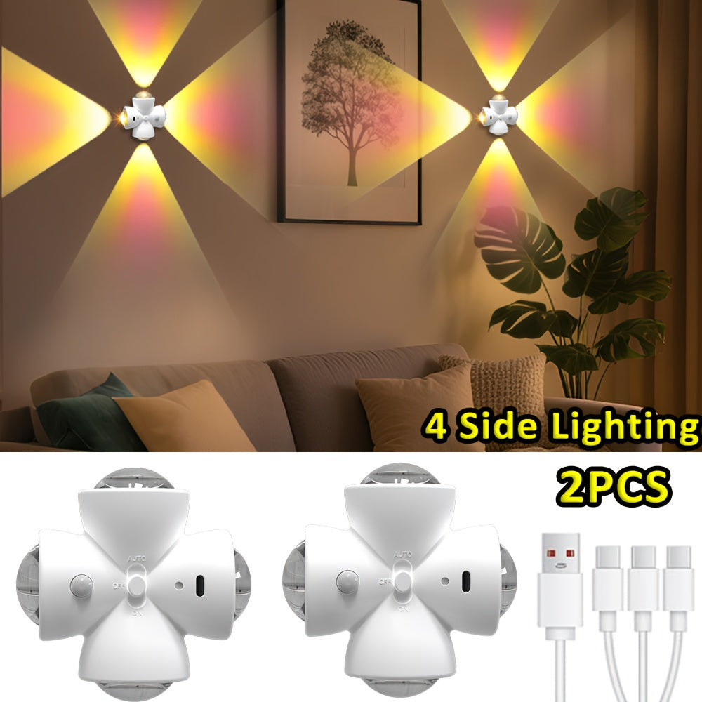 Lot de 2 Veilleuses LED Intelligentes – Détecteur de Mouvement, Rechargeable USB 💡🏠