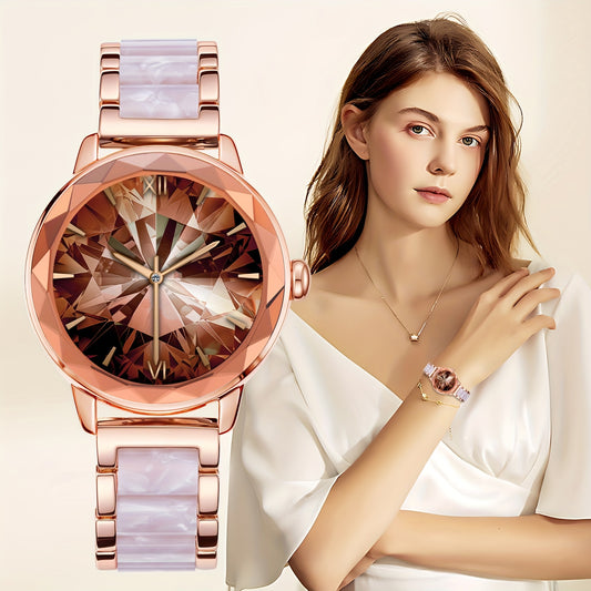 Montre Connectee Femme Elegante Bracelet Acier Inoxydable Ecran TFT 1.19 Bluetooth 5.3 - Suivi Cycle Sommeil Calories Podometre Compatible Android iPhone Rose Dore Argente
