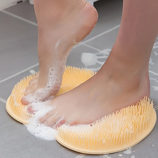 1pc Foot & Back Shower Scrubber, Silicone Bath Massage Pad, Wall Mounted Body Back Scrubber, Silicone Bath Massage Cushion Brush With Non-Slip Suction Cups, Deep Cleansing Body Skin Tool, Bathroom Accessories - Topdecheztop.fr