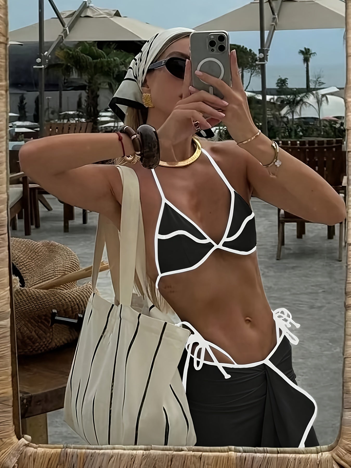 Bikini 3 Pièces Femme avec Jupe – Dos Nu, Volants & Tissu Stretch | S M L | Couleur Unie