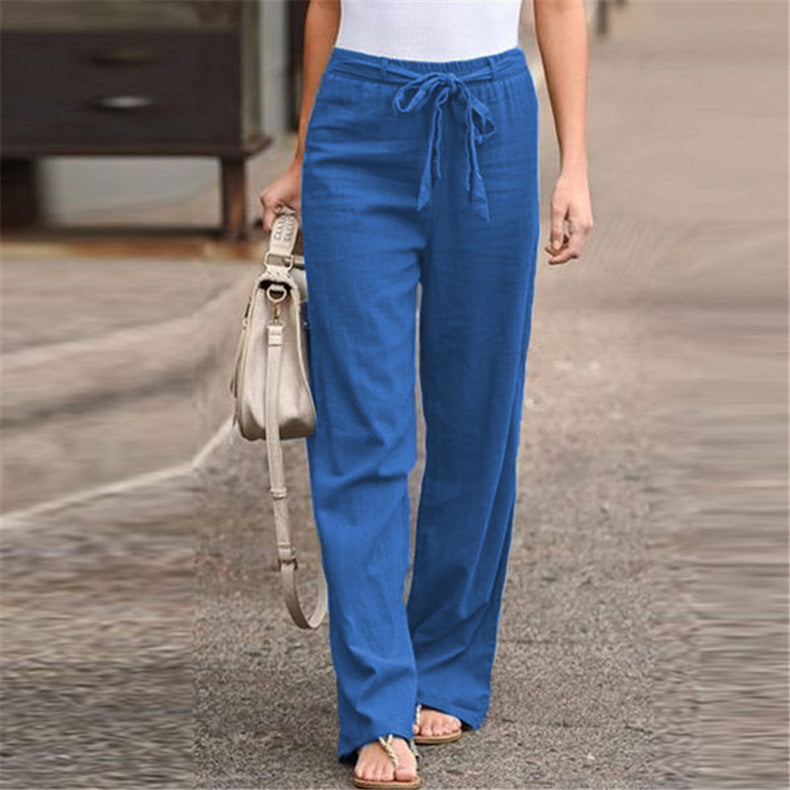Pantalon ample décontracté en coton et lin - Topdecheztop.fr