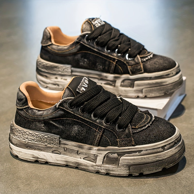 Chaussures Décontractées Homme — Denim Délavé Rétro, Semelles Épaisses, 3 Coloris, EU 38.5-43