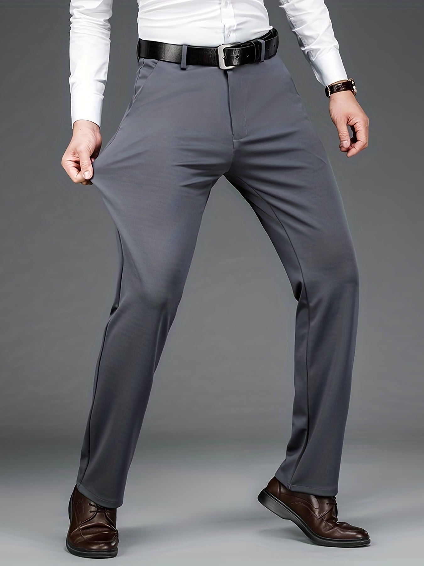 Pantalon Habillé Homme Classique – 93,5% Polyester 6,5% Élasthanne, Coupe Régulière, 6 Coloris XS-XXL