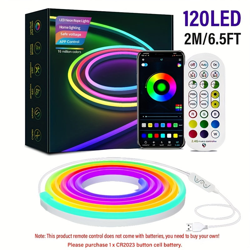 Bande lumineuse néon intelligente, câble flexible RGBIC - Topdecheztop.fr