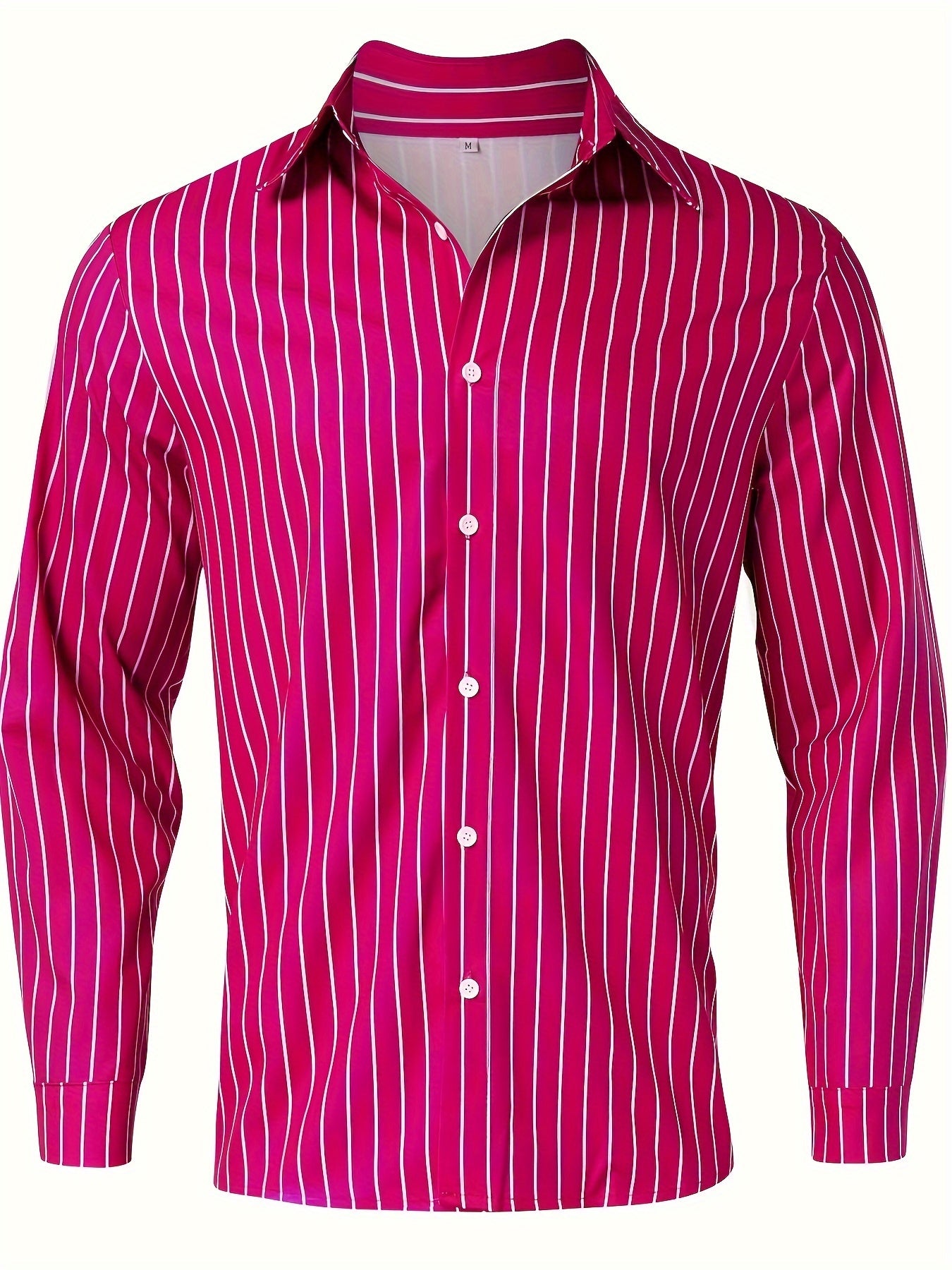 Chemise Homme Manches Longues Rayures – 95% Polyester 5% Élasthanne, Coupe Ample, 3 Coloris XS-XXXL